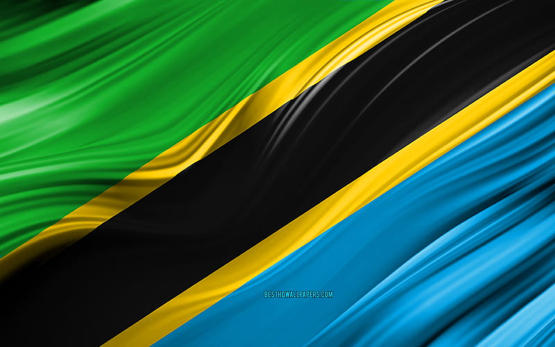 Tanzanian flag, African countries, 3D waves, Flag of Tanzania, national symbols, Tanzania 3D flag, art, Africa, Tanzania, HD wallpaper