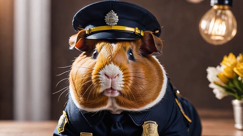 Officer Guinea Pig, police, pig, officer, guinea, HD wallpaper
