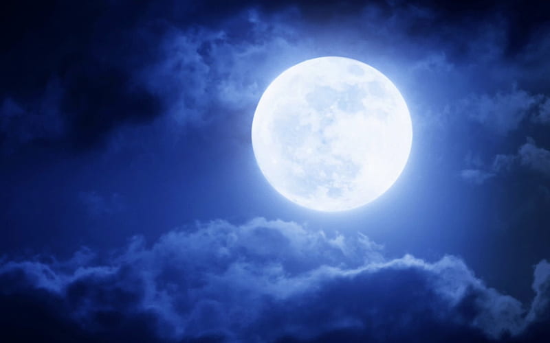 Full Moon, moon, clouds, night, dark, HD wallpaper