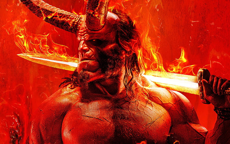 Hellboy poster, 2019 movie, David Harbour, action movie, HD wallpaper