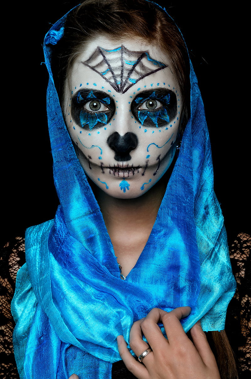 Dia de los Muertos, makeup, women, face, skull, Sugar Skull, frontal view, HD phone wallpaper