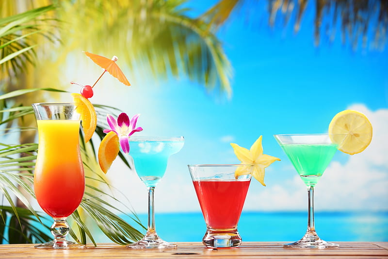 Summer Drinks Tropical Beach Fruits Flowers Hd Wallpaper Peakpx