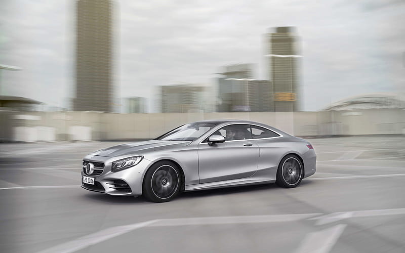 Mercedes-Benz S-Class, 2018, Coupe, C217, S65 AMG, silver coupe, luxury cars Mercedes, HD wallpaper