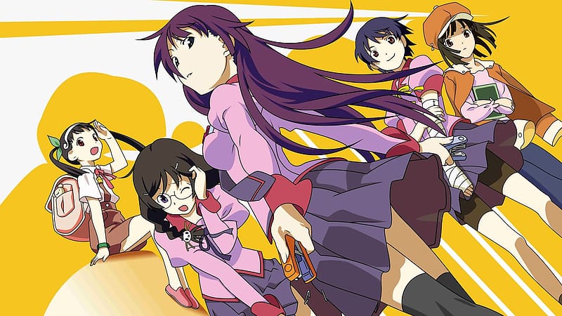 Anime, Monogatari (Series), Hitagi Senjōgahara, Nadeko Sengoku, Mayoi Hachikuji, Suruga Kanbaru, Tsubasa Hanekawa, HD wallpaper