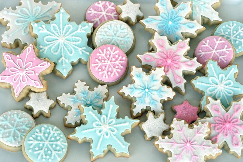 Blue Pink White Gingerbread Cookies, Pink, White, Cookies, Blue, Pastel, HD wallpaper