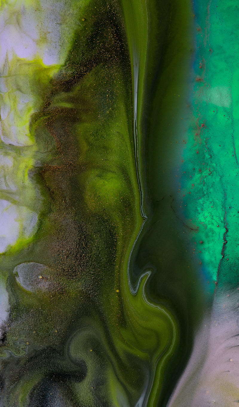 paint, liquid, stains, abstraction, green, HD phone wallpaper