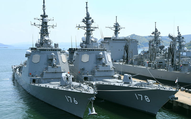 JS Chokai, DDG-176, JMSDF, JS Ashigara, DDG-178, japanese destroyer, Kongo-class, japan Maritime Self-Defense Force, japanese warships, japan, HD wallpaper