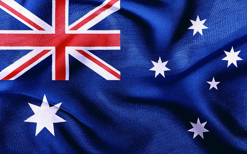 Australia, Australian flag, silk flag, flags of the world, HD wallpaper