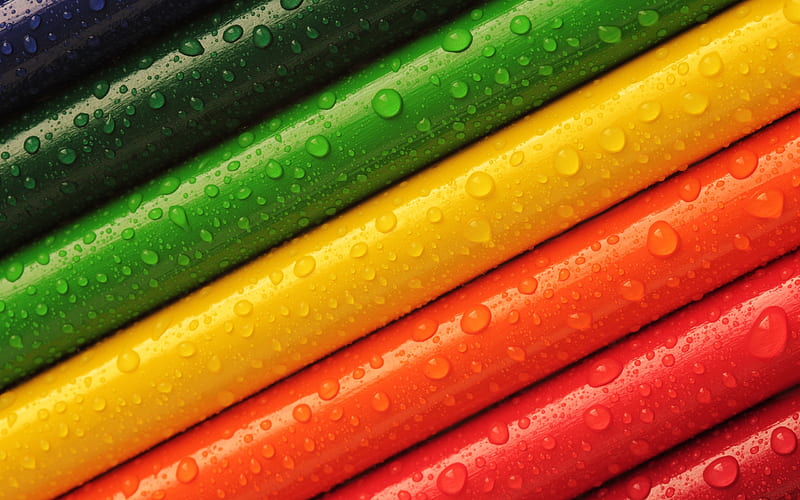 Colorful pencils, wooden pencils, rainbow, pencils, HD wallpaper
