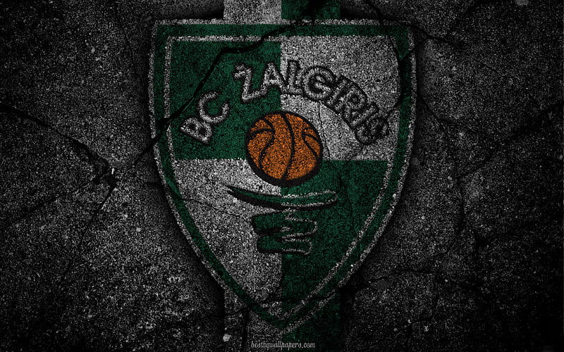 Kauno Zalgiris, logo, art, A Lyga, Lithuania, soccer, football club, FC Kauno Zalgiris, asphalt texture, Zalgiris, HD wallpaper