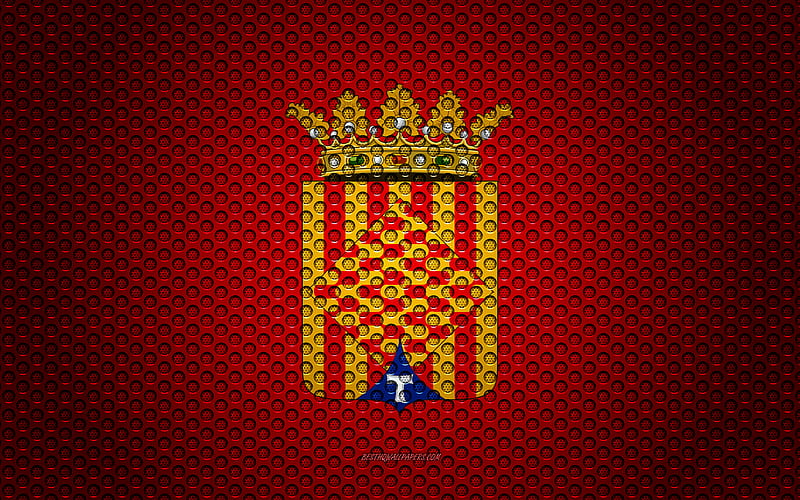 Flag of Tarragona creative art, metal mesh texture, Tarragona flag, national symbol, provinces of Spain, Tarragona, Spain, Europe, HD wallpaper