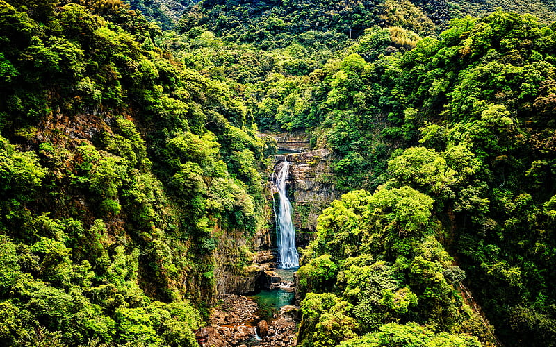 Taiwan R, waterfall, beautiful nature, rock, thai nature, summer, jungle, HD | Peakpx
