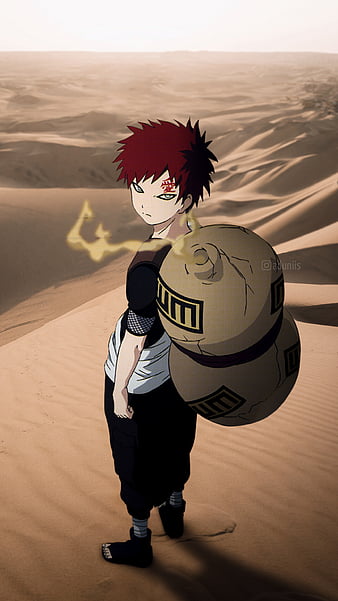 Download Gaara of the Sand showing off the power of his chakra. Wallpaper