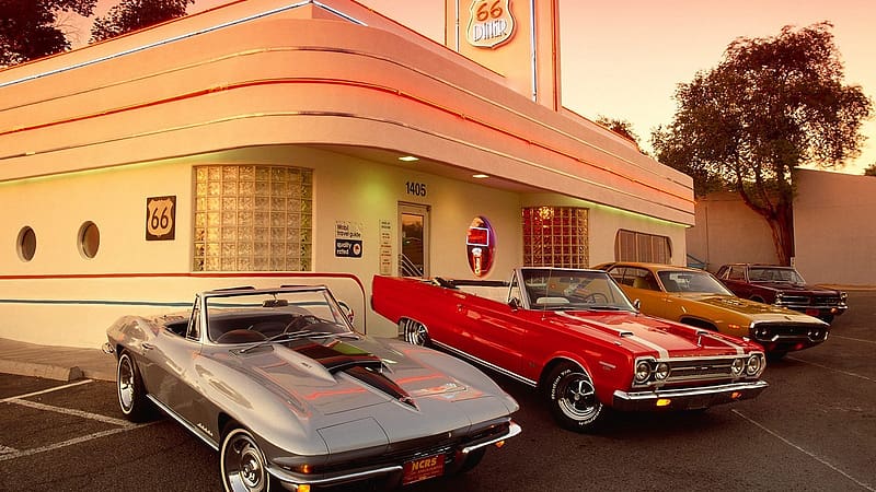 Retro, Classic, Chevrolet Corvette, Vehicles, Diner, HD wallpaper