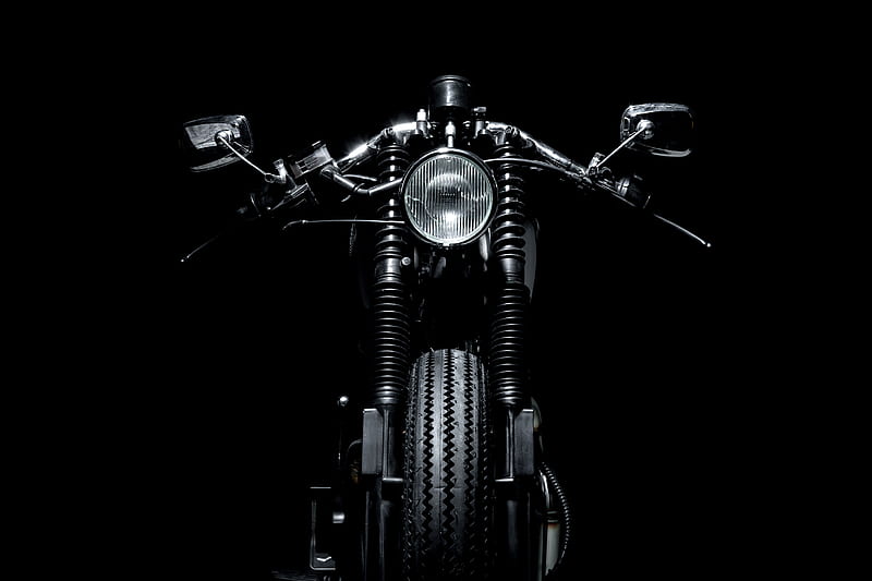 motorcycle, headlight, tire, bw, HD wallpaper