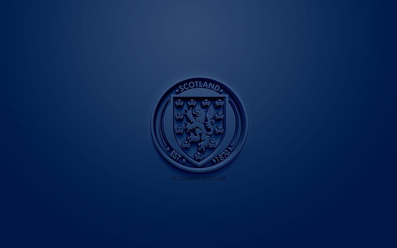 Scotland national football team, creative 3D logo, blue background, 3d emblem, Scotland, Europe, UEFA, 3d art, football, stylish 3d logo, HD wallpaper
