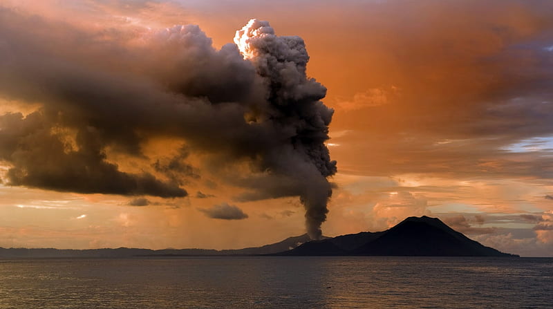 Volcanic Eruption, mountain, eruption, nature, ash cloud, volcano, HD wallpaper