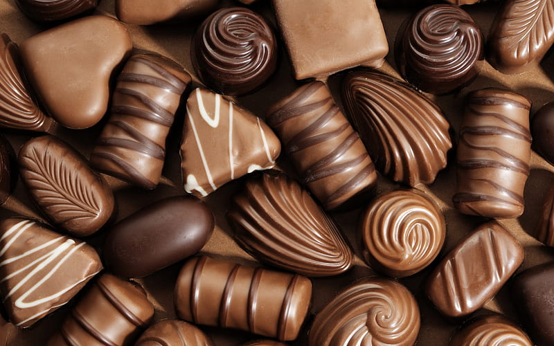 chocolate sweets, sweets, chocolate, candies, different sweets, HD wallpaper