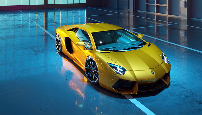 Gold Lamborghini Aventador Dione Forged , lamborghini-aventador, lamborghini, carros, behance, cgi, HD wallpaper