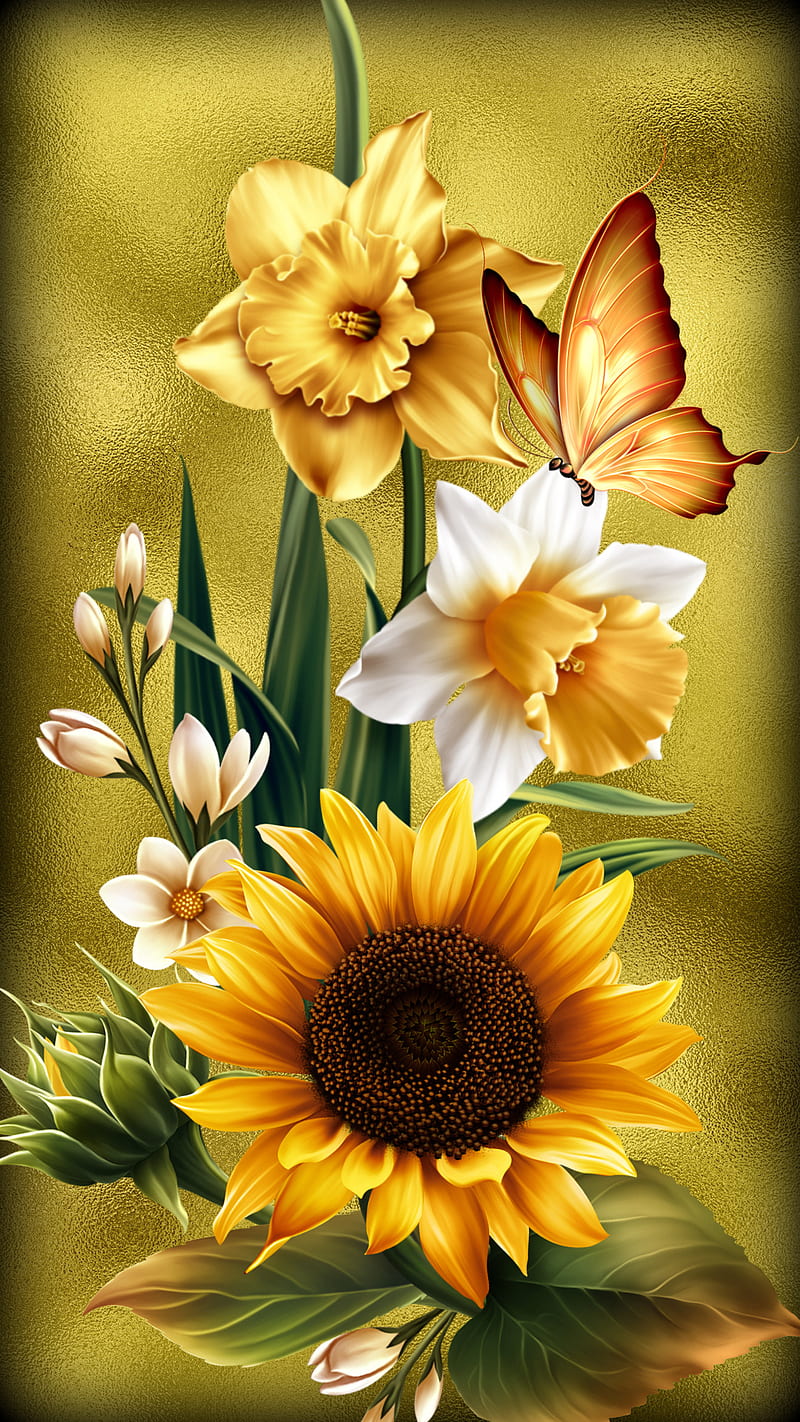 Easter, april, butterfly, christian, desenho, flowers, season, yellow, HD phone wallpaper