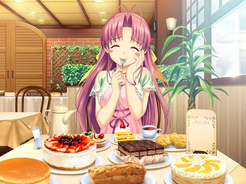 anime eating cake