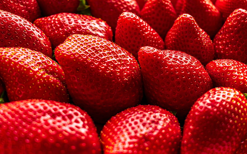 strawberries, large berries, background with strawberries, fruits, healthy food, berries, HD wallpaper