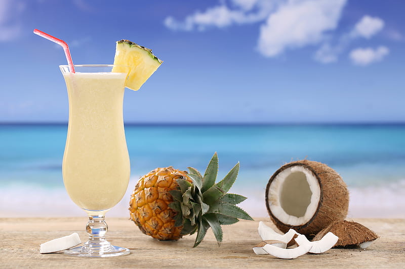 Food, Cocktail, Coconut, Drink, Glass, Pineapple, HD wallpaper