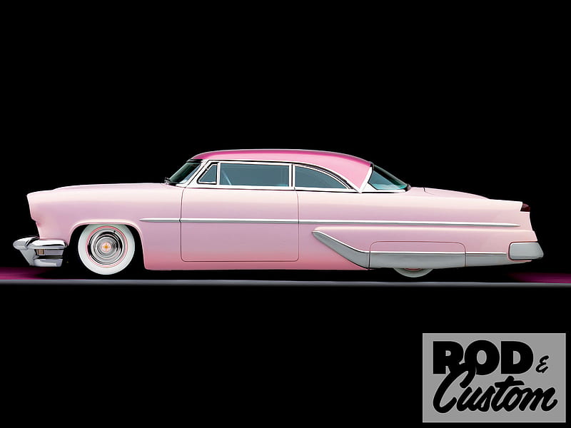 Pink 55, white walls, custom, hot rod, classic, HD wallpaper
