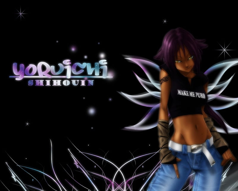 Yoruichi , bleach, catgirl, bonito, shihouin, awsome, black, sexy, cute, cool, purple, yoruichi, hot, beauty, blue, HD wallpaper