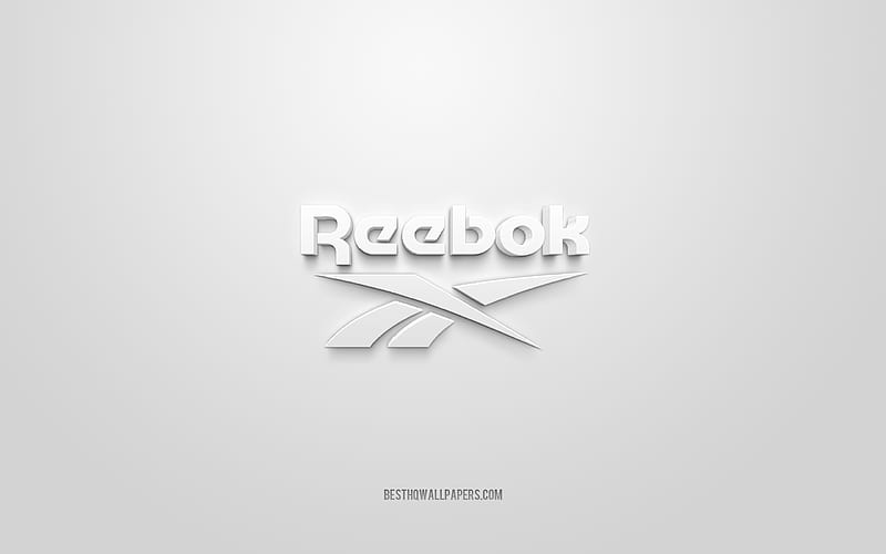 Reebok logo, white background, Reebok 3d logo, 3d art, Reebok, brands logo, white 3d Reebok logo, HD wallpaper