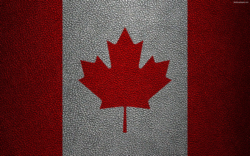 Flag of Canada leather texture, North America, Canadian flag, world flags, Canada, HD wallpaper