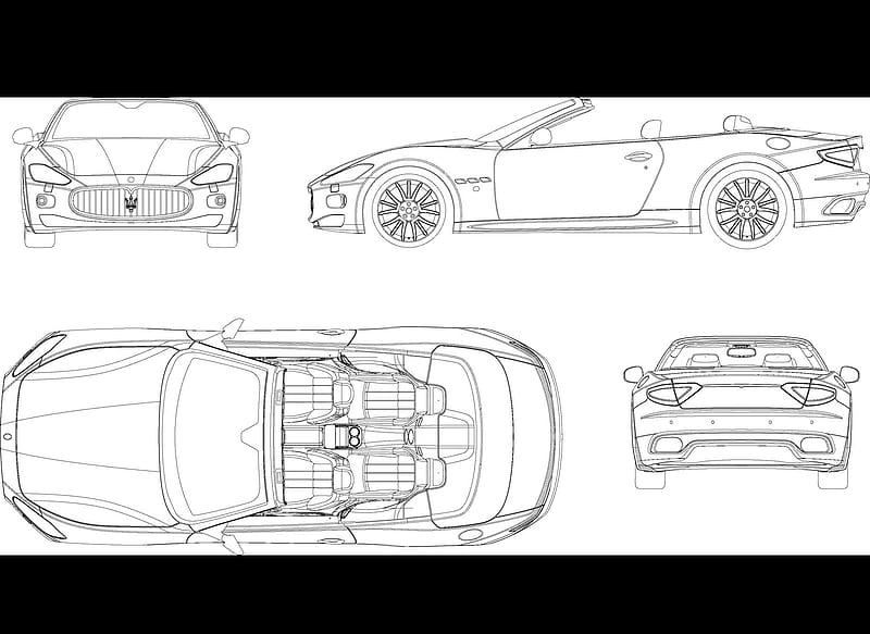 2011 Maserati GranCabrio - Technical Drawing, car, HD wallpaper