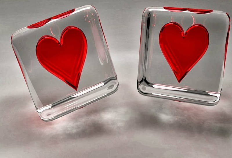 Hearts -, Two, Red, Cubes, corazones, HD wallpaper | Peakpx