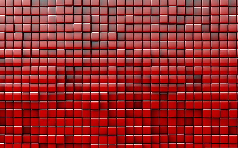 red cubes, 3D art, red squares, 3d grid, cubes, cubes pattern, geometry, cubes texture, red cubes texture, geometric shapes, HD wallpaper