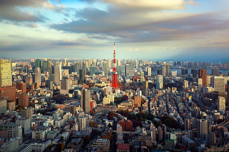 Cities, City, Skyscraper, Building, Japan, Tokyo, , Tokyo Tower, HD wallpaper