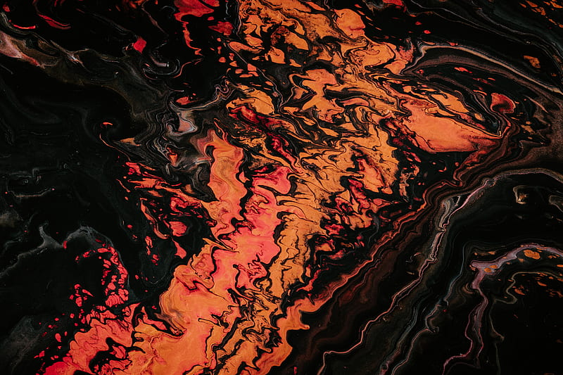orange and black fluid abstract painting, HD wallpaper