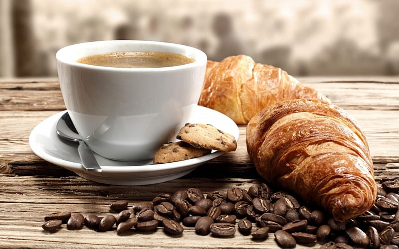 Coffee, drink, breakfast, food, HD wallpaper