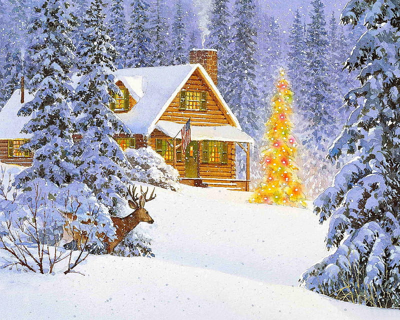 Christmas spirit, tree, christmas, holiday, snow, winter, deer, HD ...