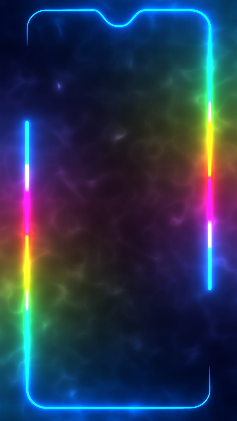 RGB Smoke Frame 1, amoled, border, dark, light, notch, oneplus, oneplus 6t, rainbow, samsung, HD phone wallpaper