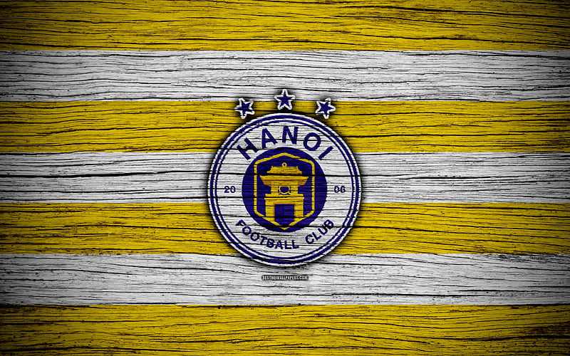 Ha Noi FC logo, V League 1, soccer, Vietnam, football club, Asia, Ha Noi, wooden texture, FC Ha Noi, HD wallpaper