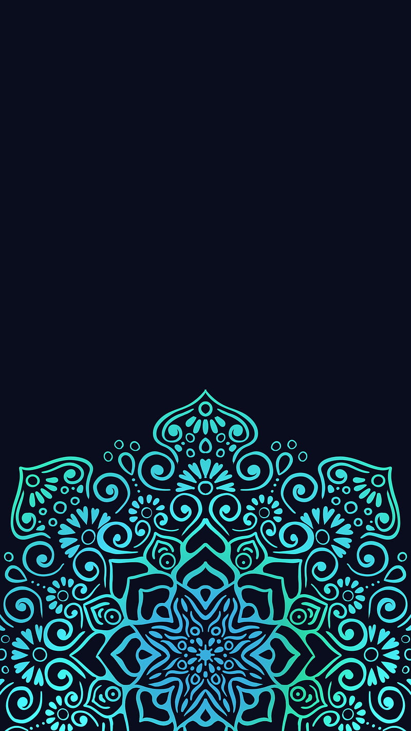 Mandala lock blue, Abstract, Love, flower, lockscreen, ornament, pattern, petals, HD phone wallpaper