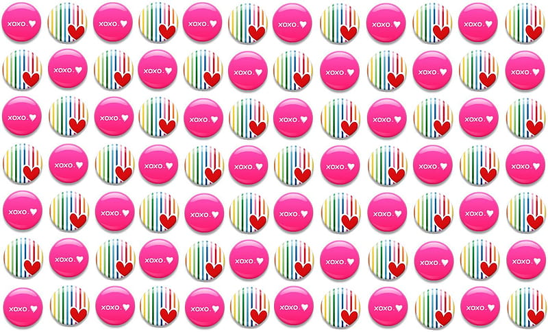 XoXo , colorful, stripes, rainbow, cute, girly, heart, bright, xoxo, pink, HD wallpaper