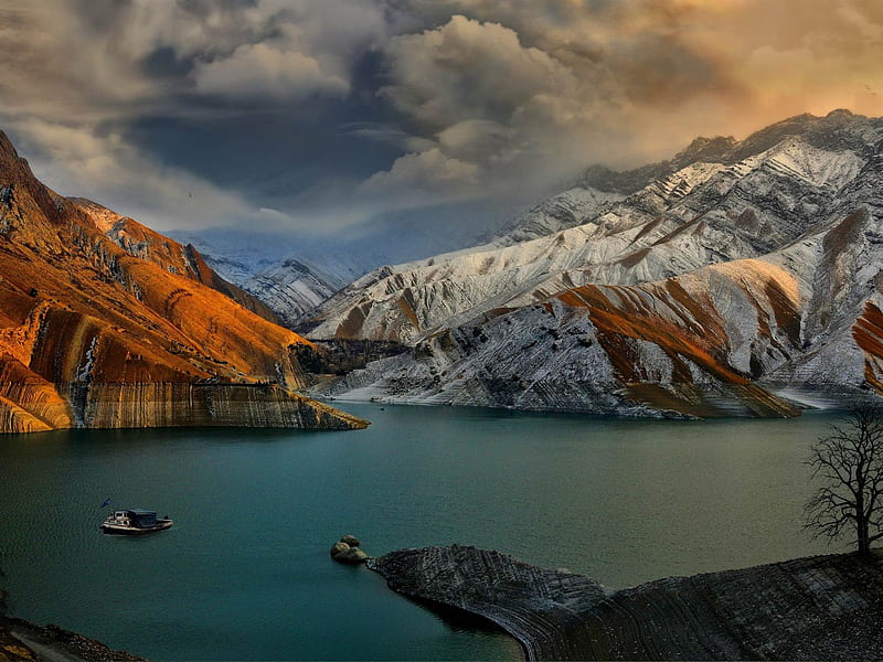 amirkabir dam-Iran landscape, HD wallpaper