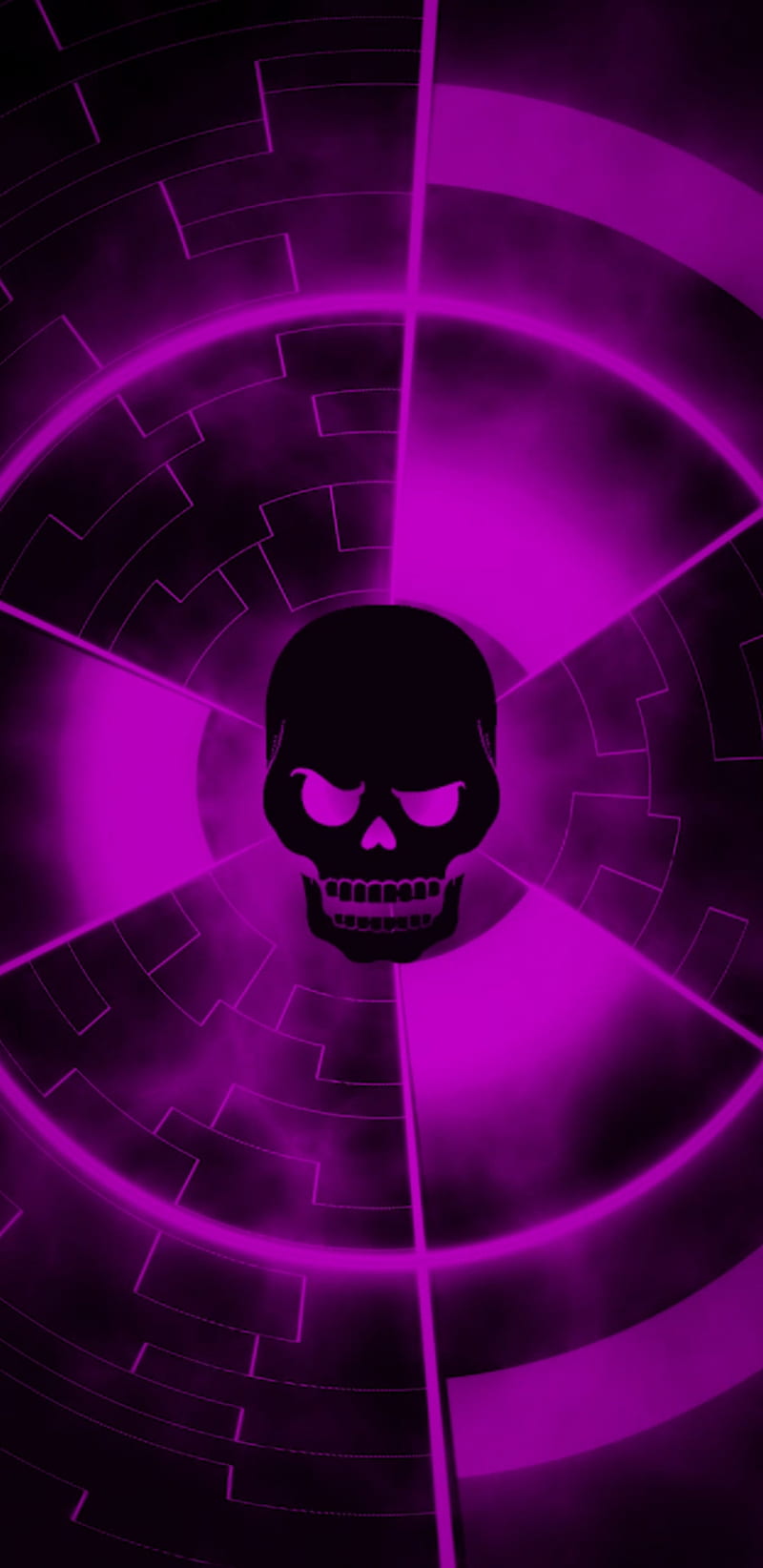 Purple Biohazard, biohazard, neon, purple, sign, signs, skull, HD phone wallpaper