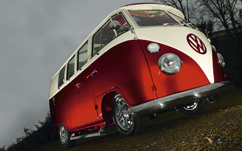 VW bus, VW, Black, Red, Transport, bus, HD wallpaper