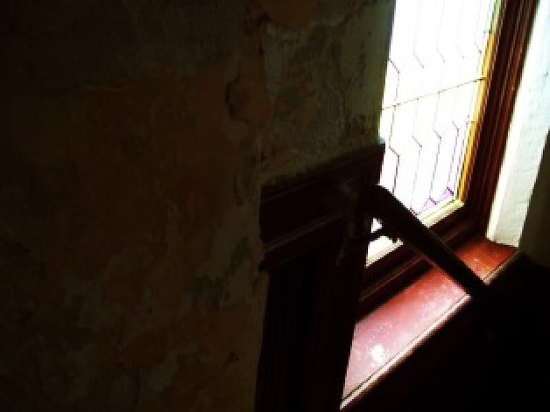Eroded Wall, staircase, window, busted, church, eroded, wall, wooden, HD wallpaper