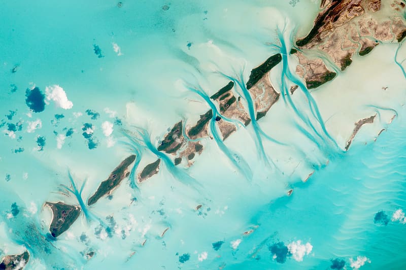 Bahamas, From Space, Great Exuma Island, HD wallpaper
