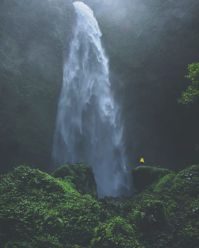 waterfall, solitude, loneliness, landscape, HD phone wallpaper