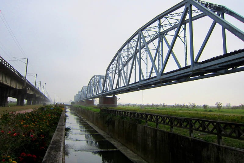 Iron and steel bridge, steel, ditch, bridge, Iron, HD wallpaper