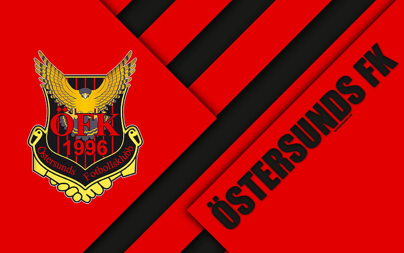 Ostersunds FK logo, material design, Swedish football club, red black abstraction, Allsvenskan, Ostersund, Sweden, football, Ostersunds FC, HD wallpaper